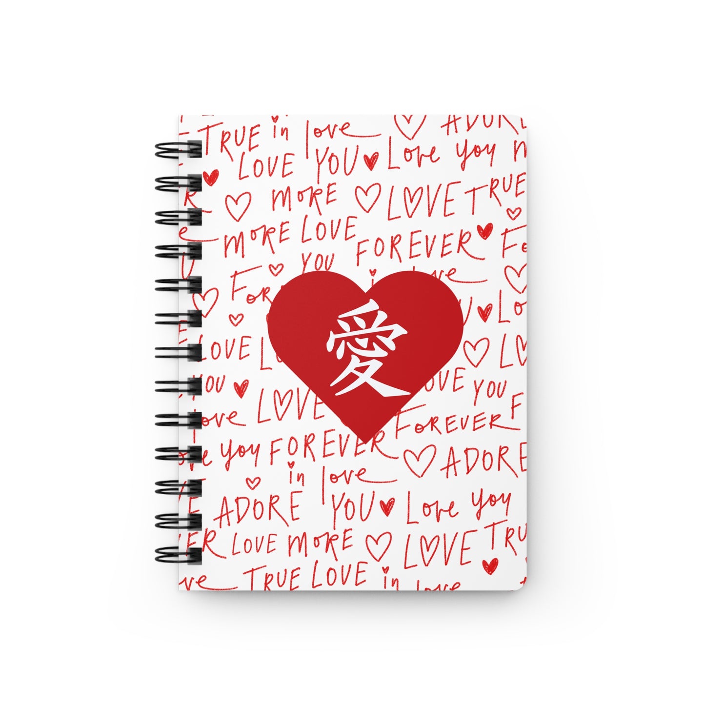 " Love " in Chinese Character Minimalist Spiral Bound Journal Daily Journaling and Goal Setting