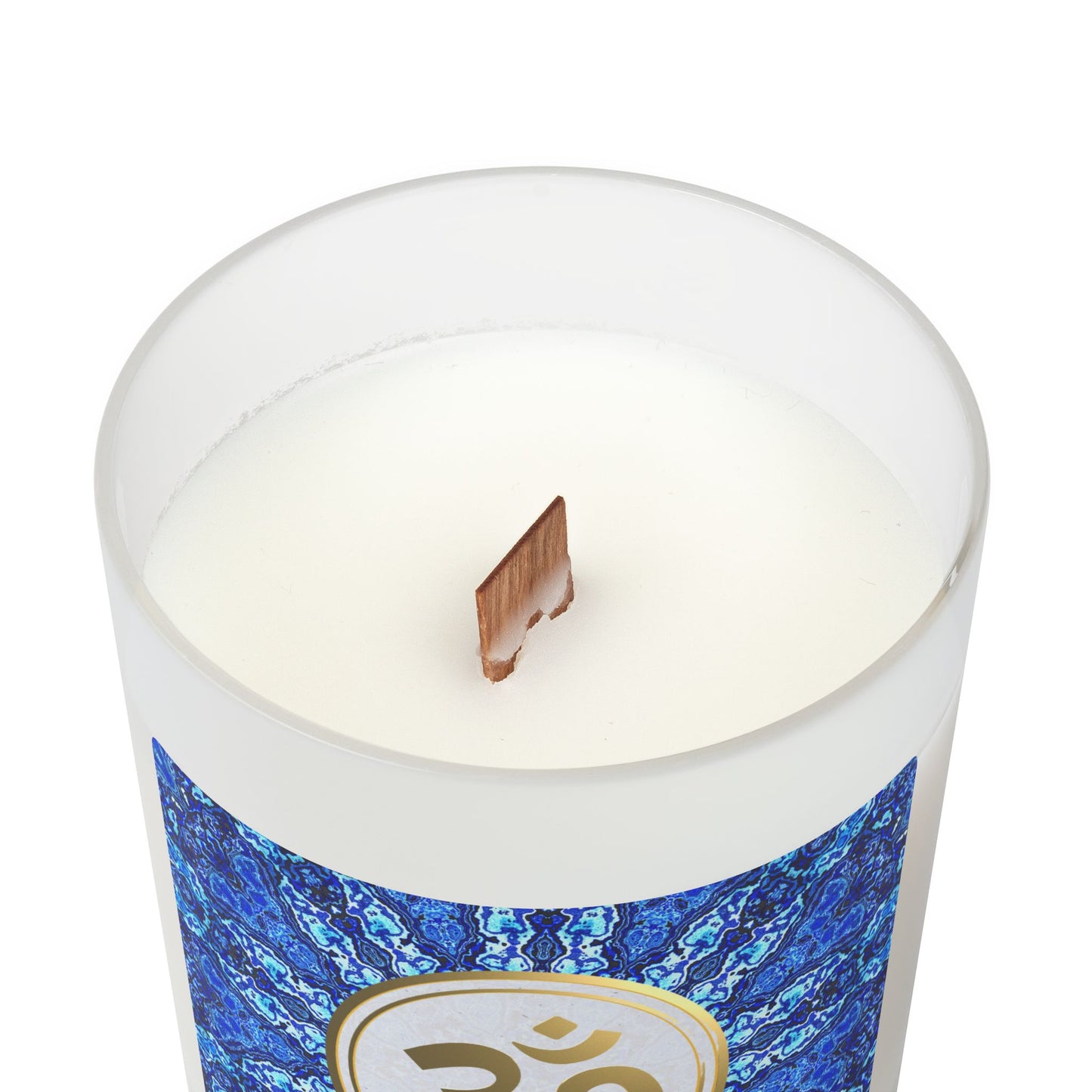 Om Symbol Frosted Glass Candle - 11oz Aromatherapy Candle for Mindfulness and Relaxation (DBLBU)