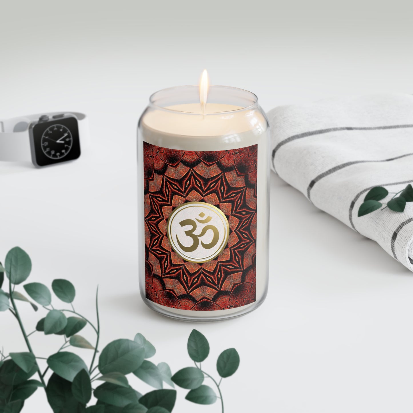 Tranquil Om Scented Candle - 13.75oz Aromatherapy Candle for Relaxation & Meditation (BLKRD)