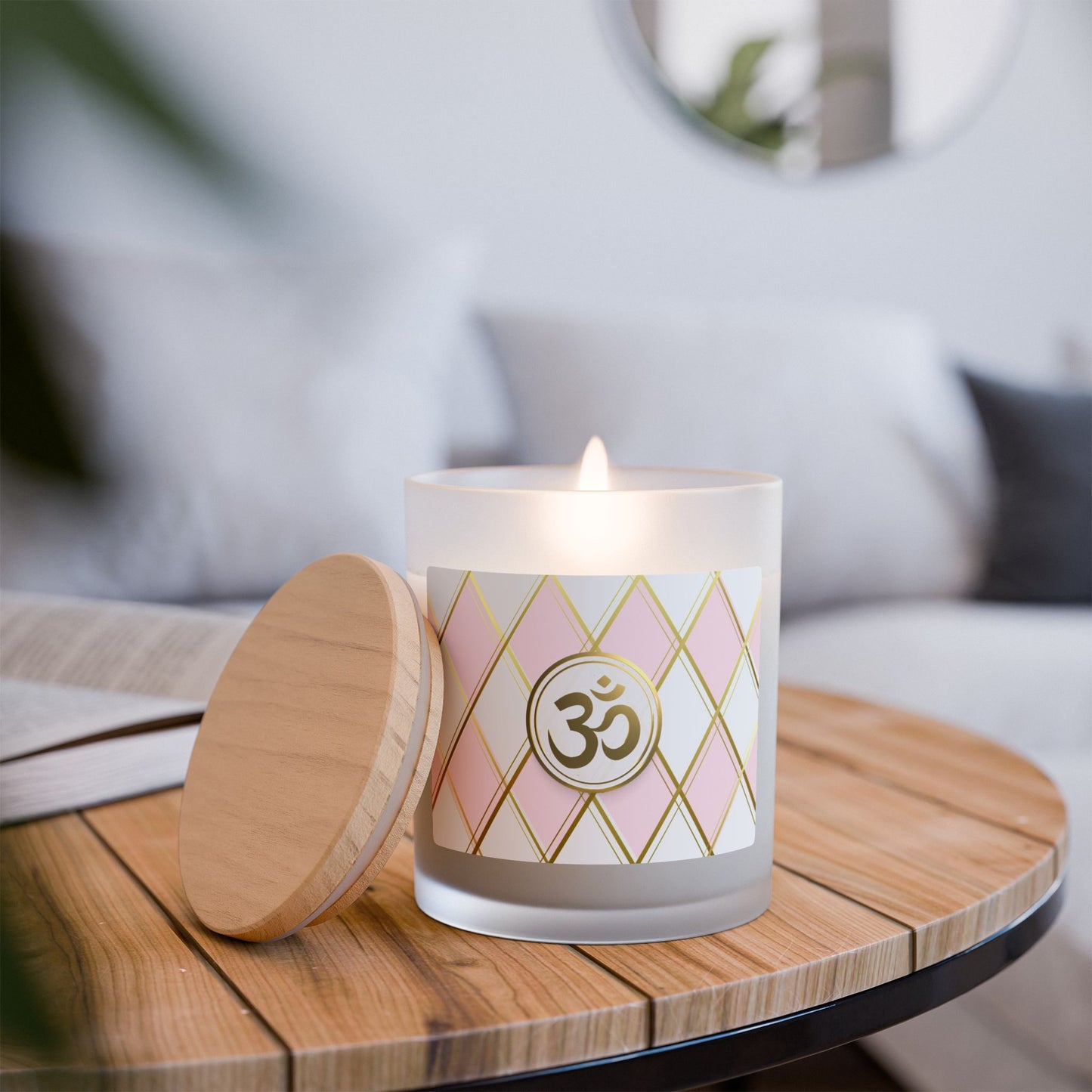 Om Scented Meditation Candle, Aromatherapy Candle for Mindful Relaxation, Perfect Gift for Spiritual & Yoga Enthusiasts- 11oz (WHTPK)