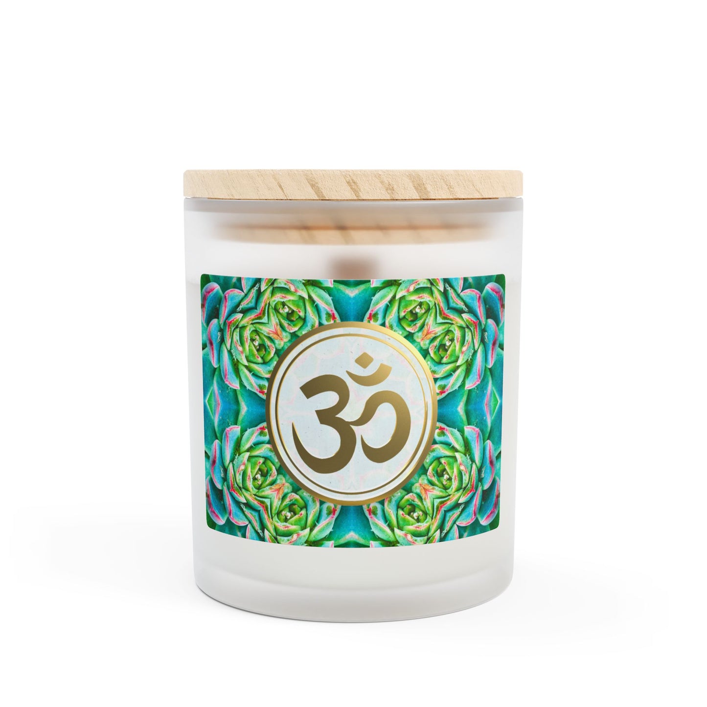 Om Symbol Frosted Glass Candle - 11oz Aromatherapy Candle for Mindfulness and Relaxation (LTBGR)