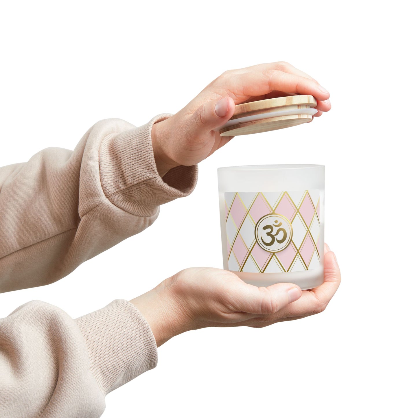 Om Scented Meditation Candle, Aromatherapy Candle for Mindful Relaxation, Perfect Gift for Spiritual & Yoga Enthusiasts- 11oz (WHTPK)