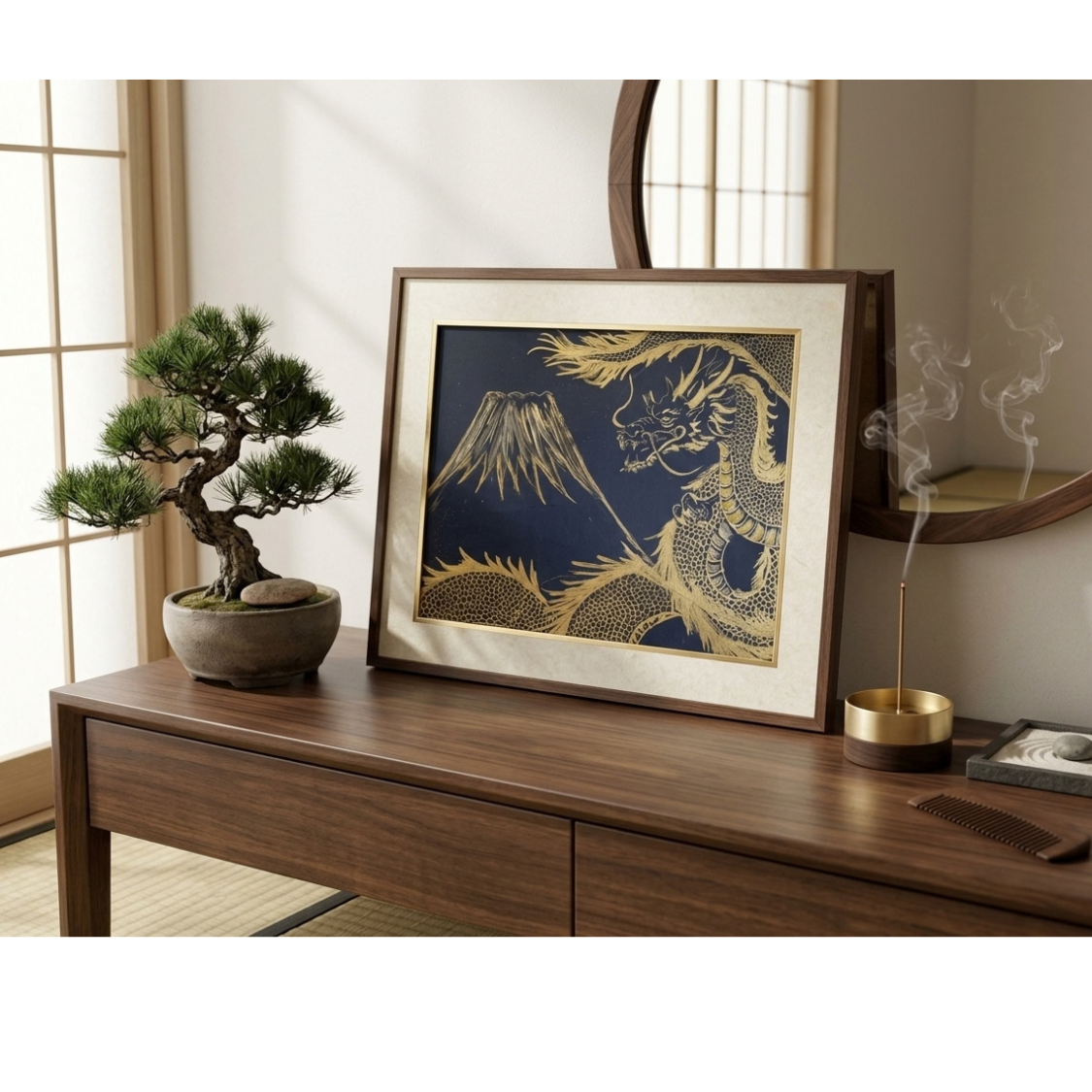 Sacred Dragon Spirit Artwork — Divine Prosperity & Transformation (Mt. Fuji & Dragon) Art for Fundraising