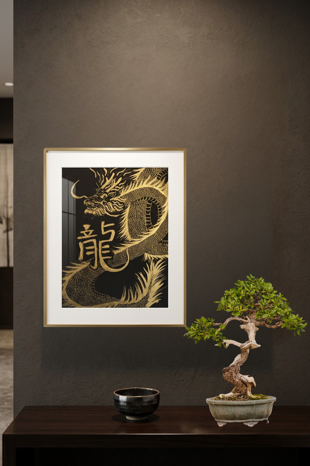 Dragon & "Ryu" Kanji Original Canvas Art – Divine Feng Shui Energy Art & Sacred Talisman for Fundraising