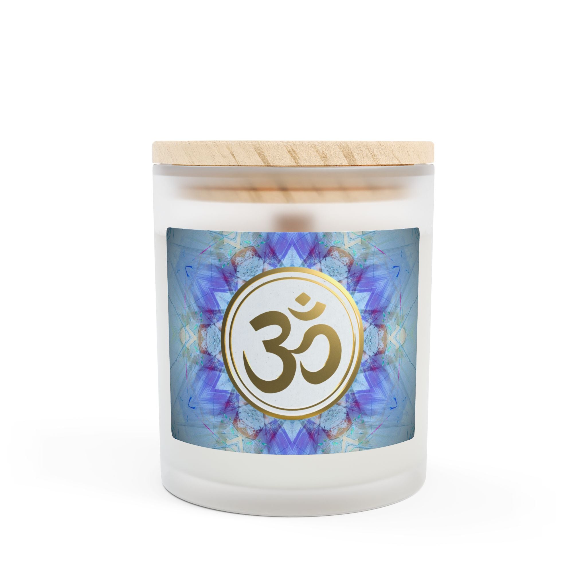 Om Symbol Frosted Glass Candle - 11oz Aromatherapy Candle for Mindfulness and Relaxation (LB)