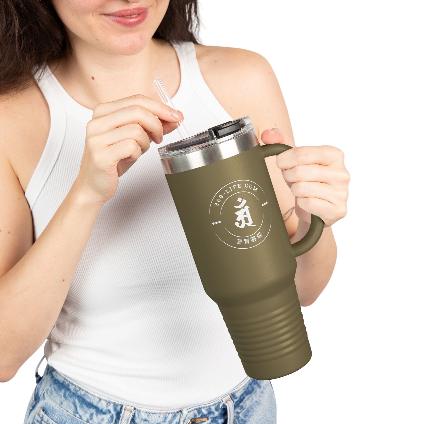 " Year of Dragon, Snake " Chinese Zodiac 40oz Insulated Travel Mug with Handle