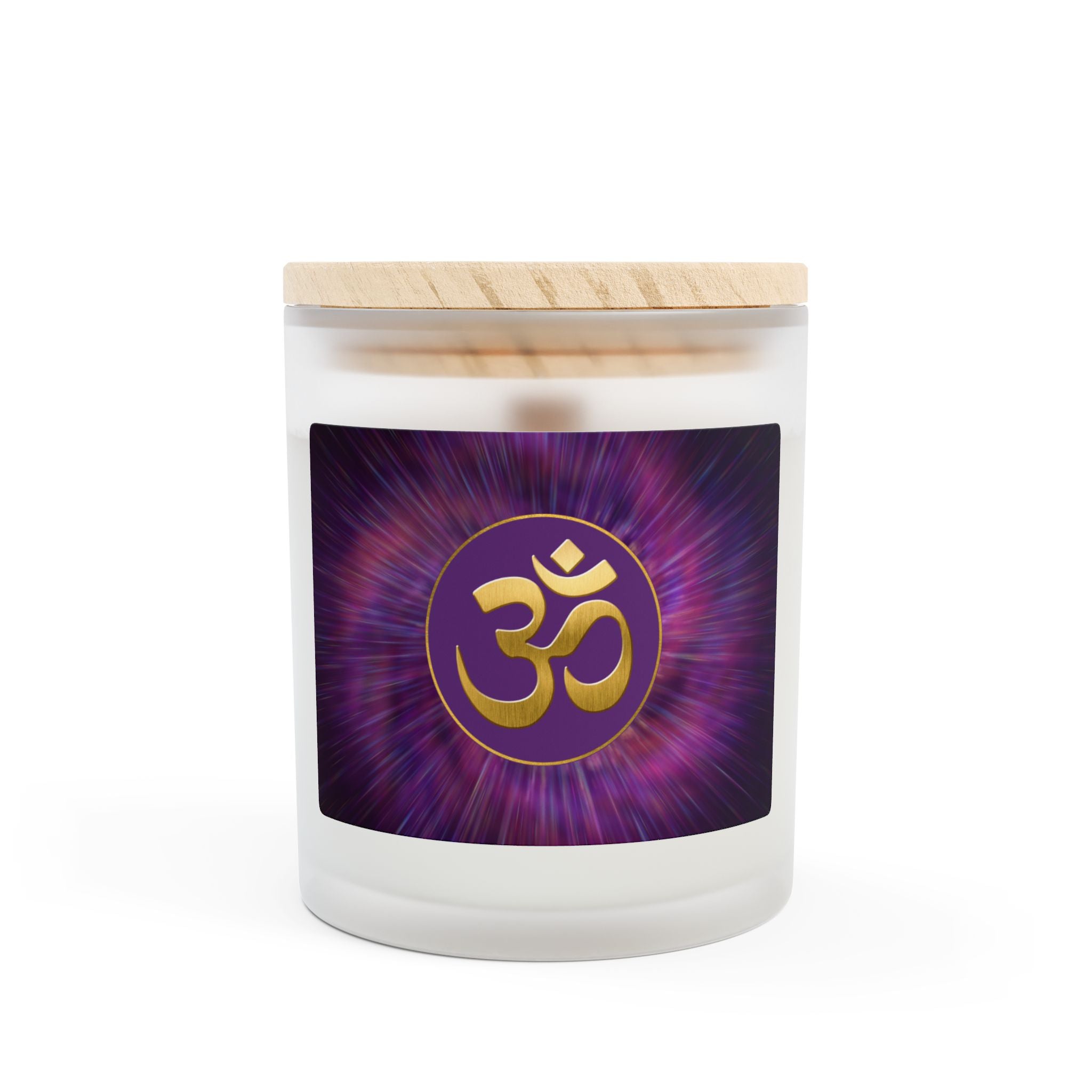 Om Symbol Frosted Glass Candle - 11oz Aromatherapy Candle for Mindfulness and Relaxation (UNVBK)