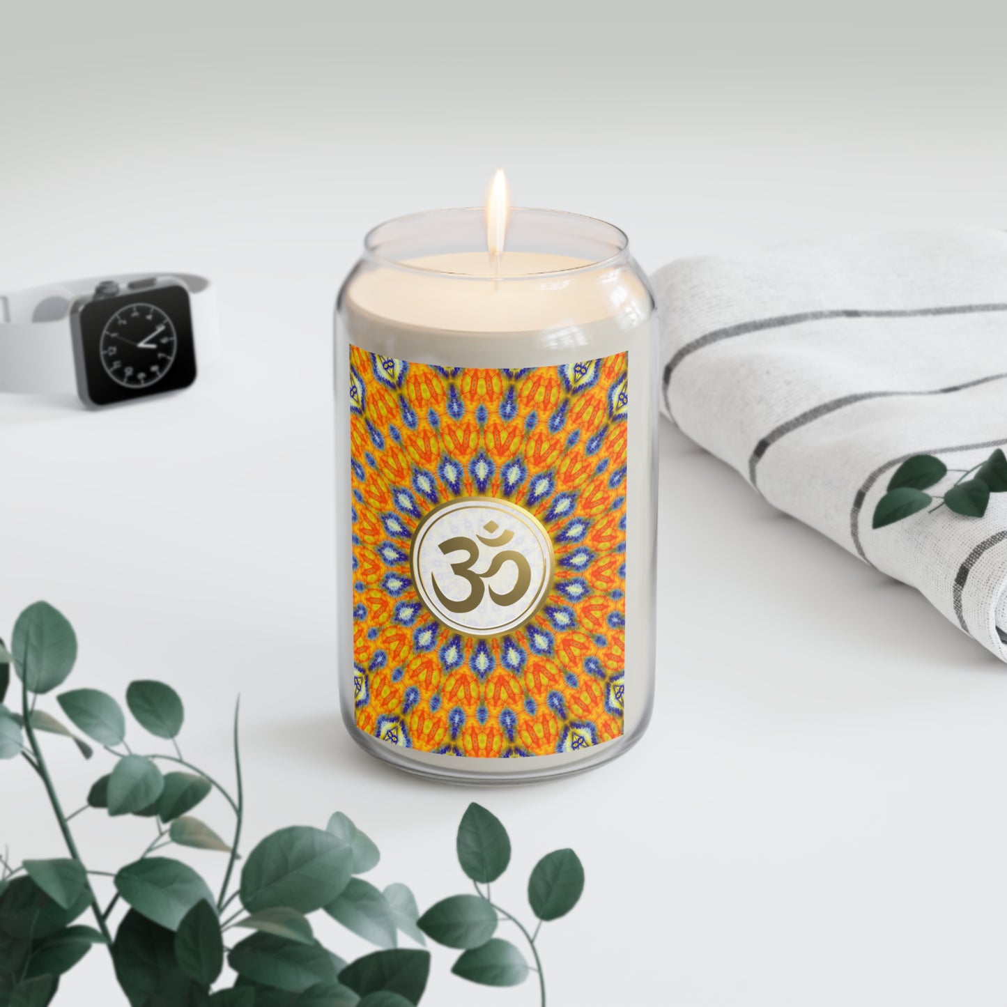 Tranquil Om Scented Candle - 13.75oz Aromatherapy Candle for Relaxation & Meditation (Orange)