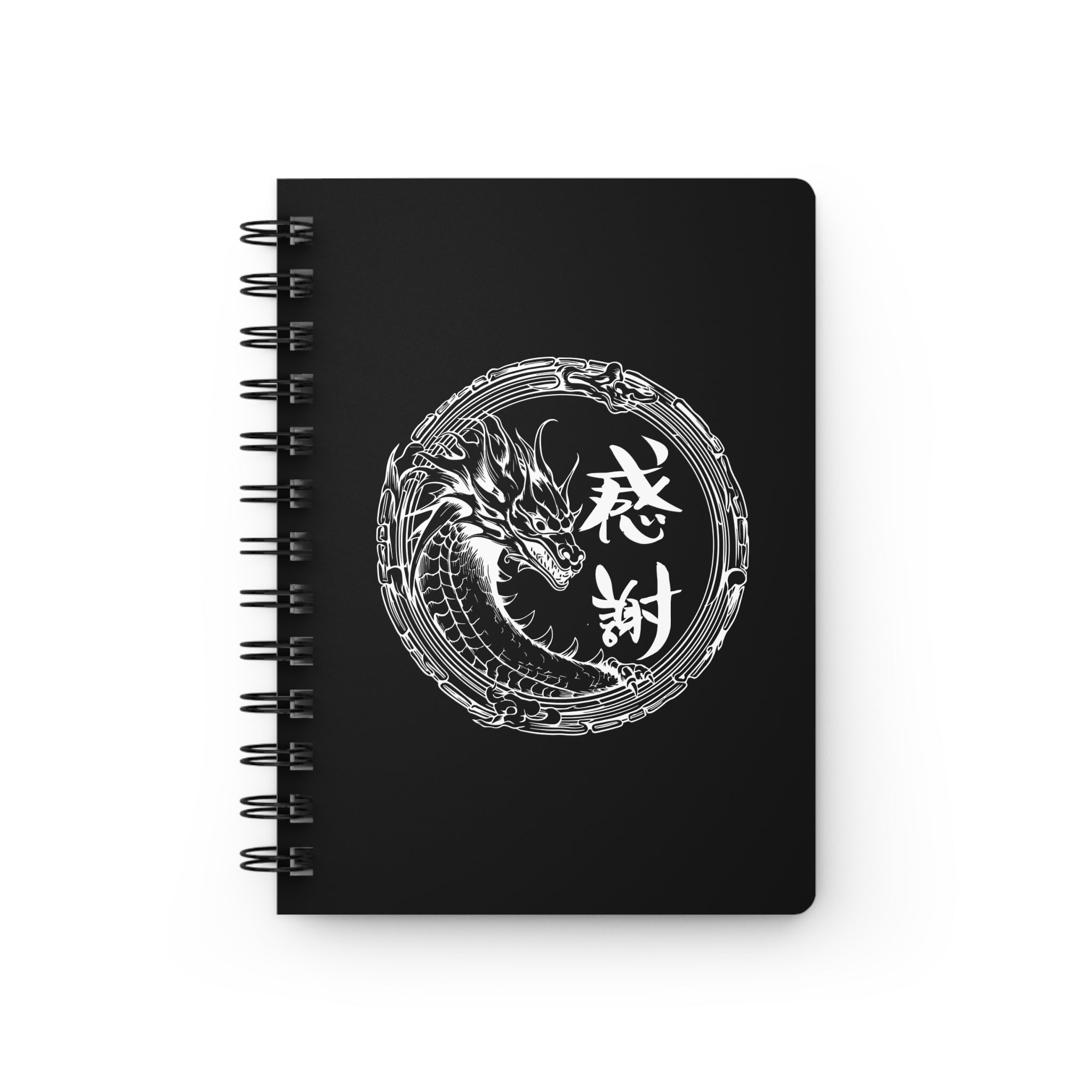 Spiral Bound Journal – Gratitude Kansha Chinese character with Dragon Frame Design