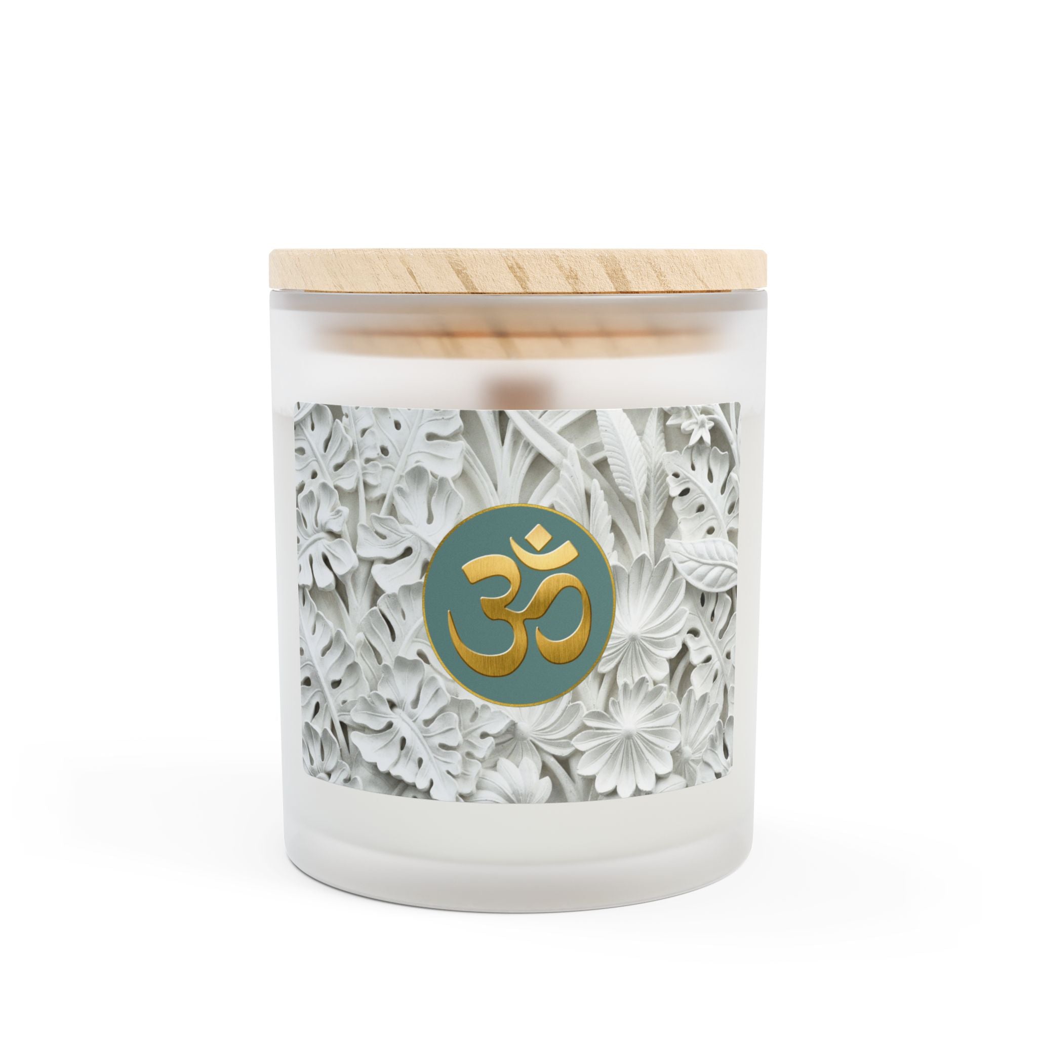 Om Symbol Frosted Glass Candle - 11oz Aromatherapy Candle for Mindfulness and Relaxation (COLPL)