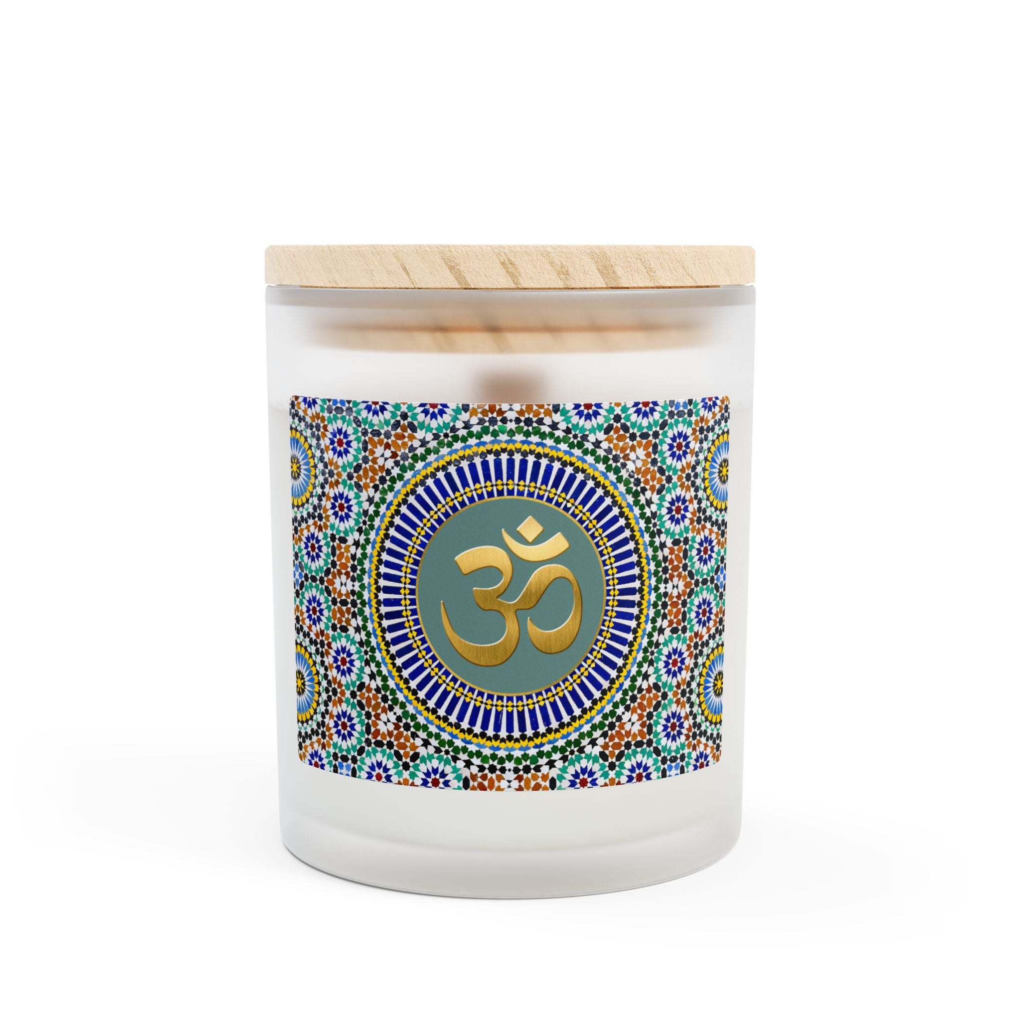 Om Symbol Frosted Glass Candle - 11oz Aromatherapy Candle for Mindfulness and Relaxation (COLPL)