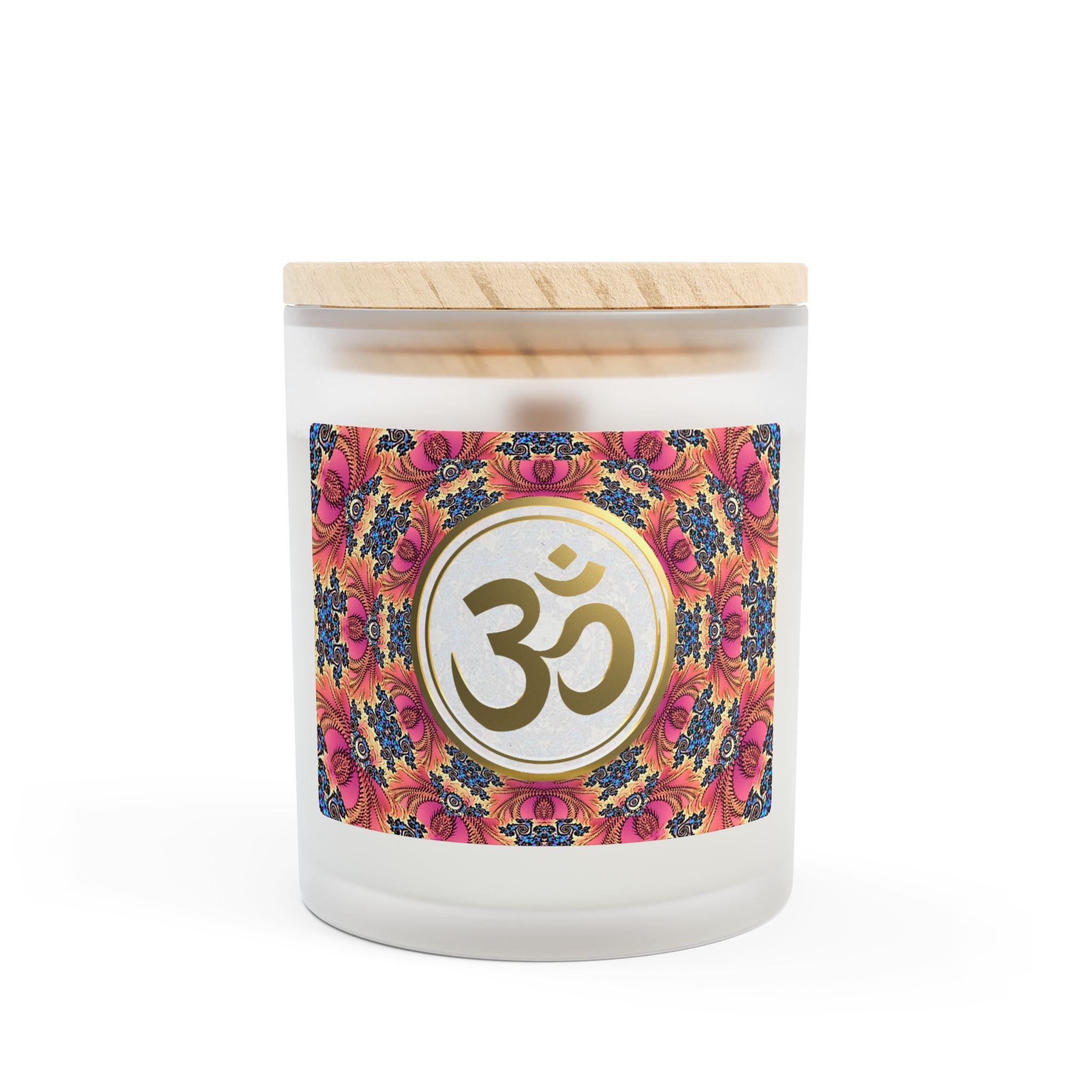 Om Symbol Frosted Glass Candle - 11oz Aromatherapy Candle for Mindfulness and Relaxation (FLCIL)