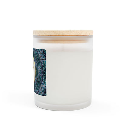 Om Symbol Frosted Glass Candle - 11oz Aromatherapy Candle for Mindfulness and Relaxation (DKBLU)