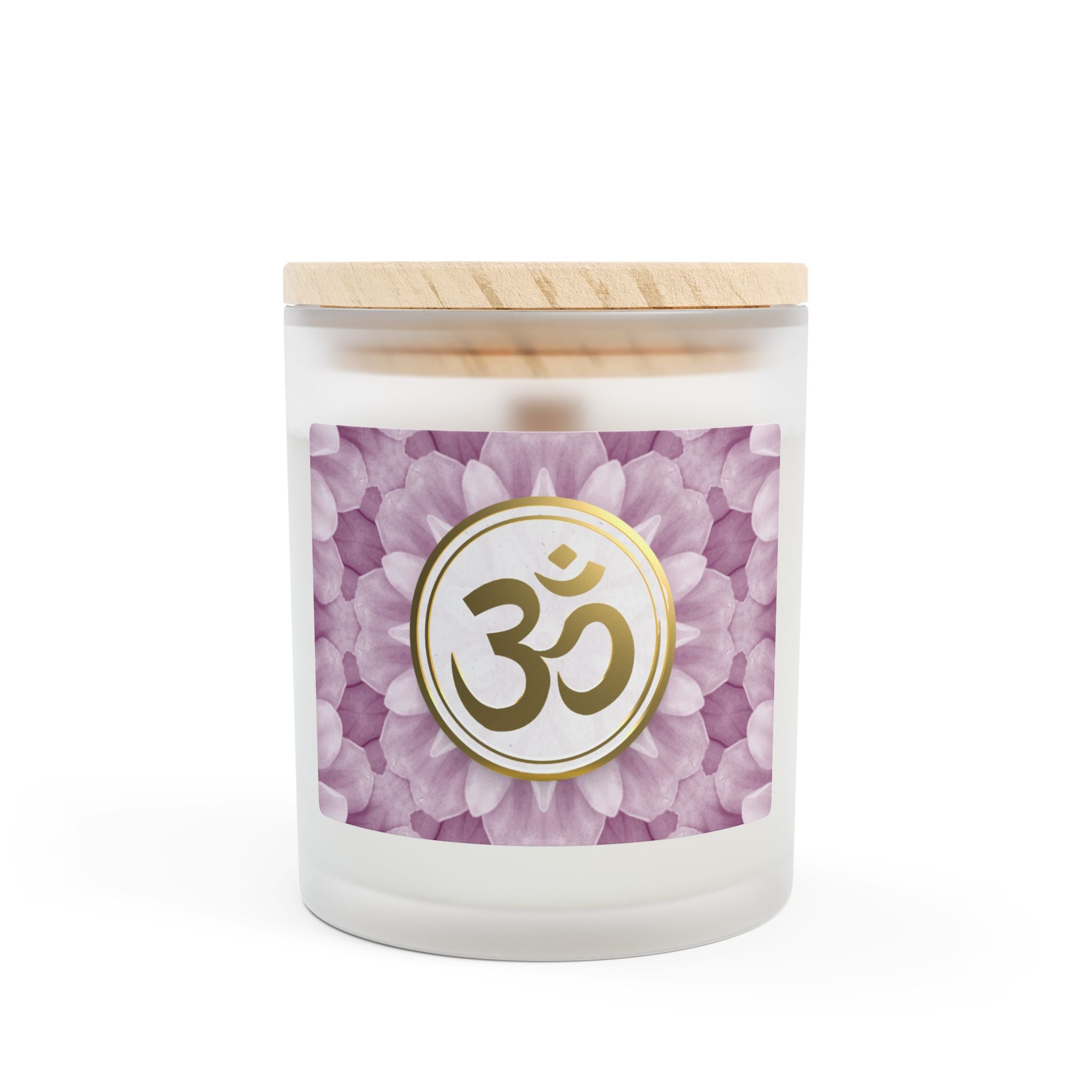 Om Symbol Frosted Glass Candle - 11oz Aromatherapy Candle for Mindfulness and Relaxation (LV)