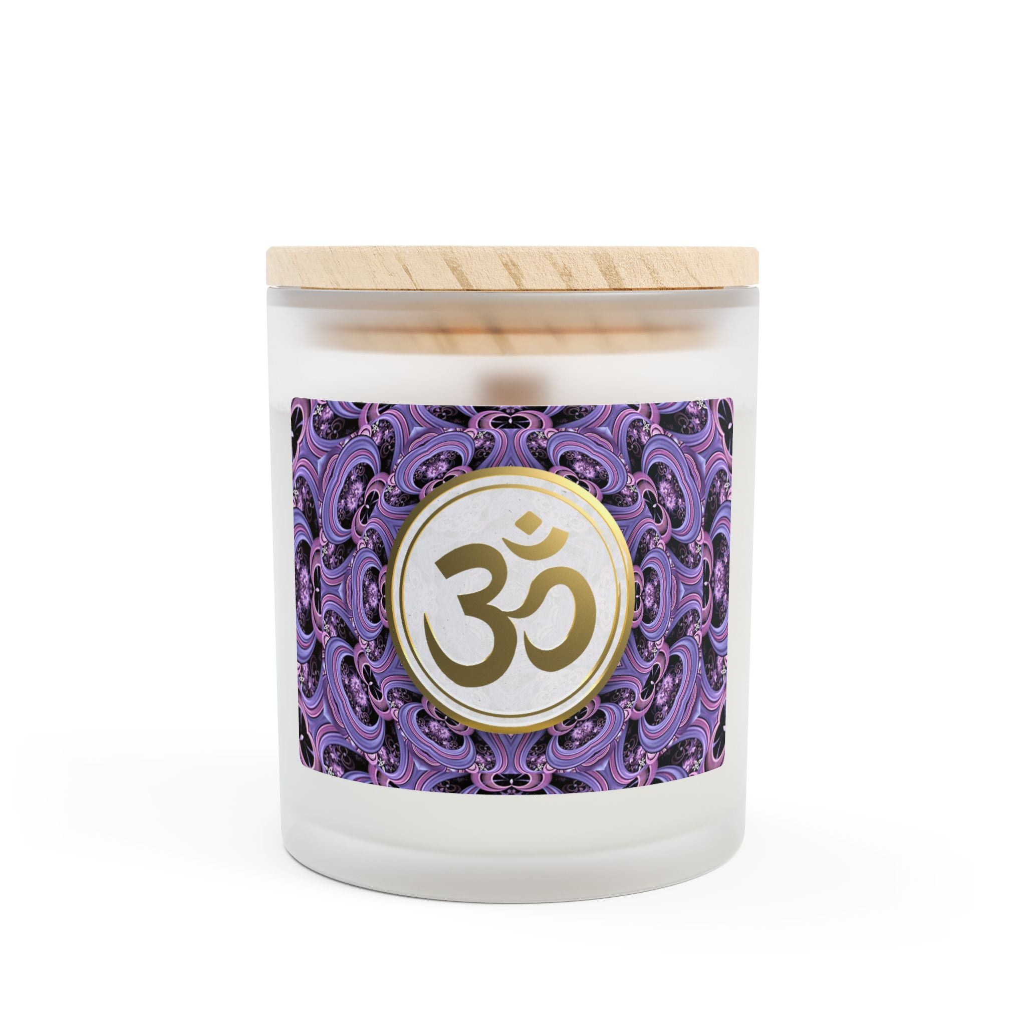 Om Symbol Frosted Glass Candle - 11oz Aromatherapy Candle for Mindfulness and Relaxation (BP)