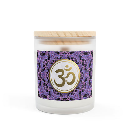 Om Symbol Frosted Glass Candle - 11oz Aromatherapy Candle for Mindfulness and Relaxation (BP)
