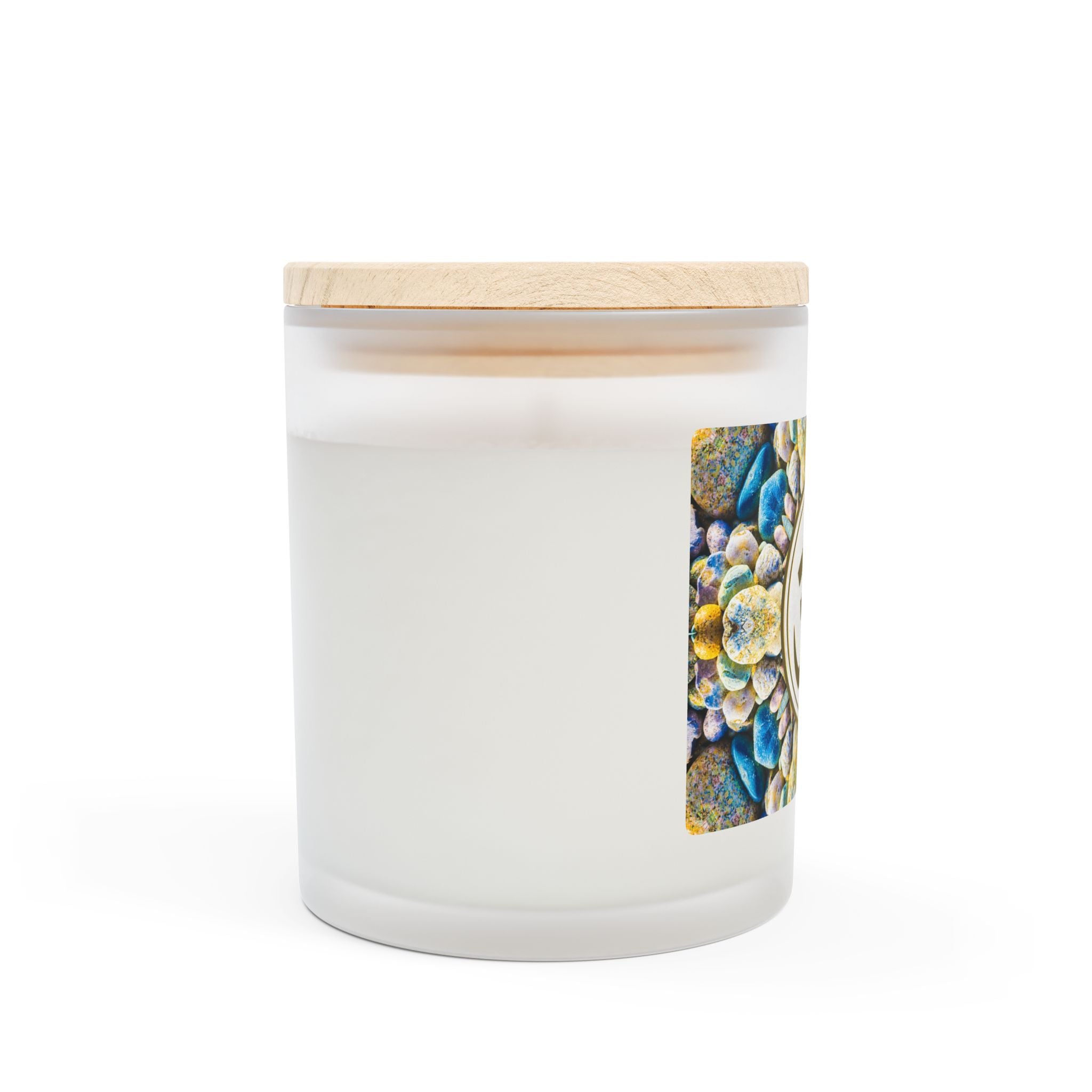 Om Symbol Frosted Glass Candle - 11oz Aromatherapy Candle for Mindfulness and Relaxation (GLBLU)