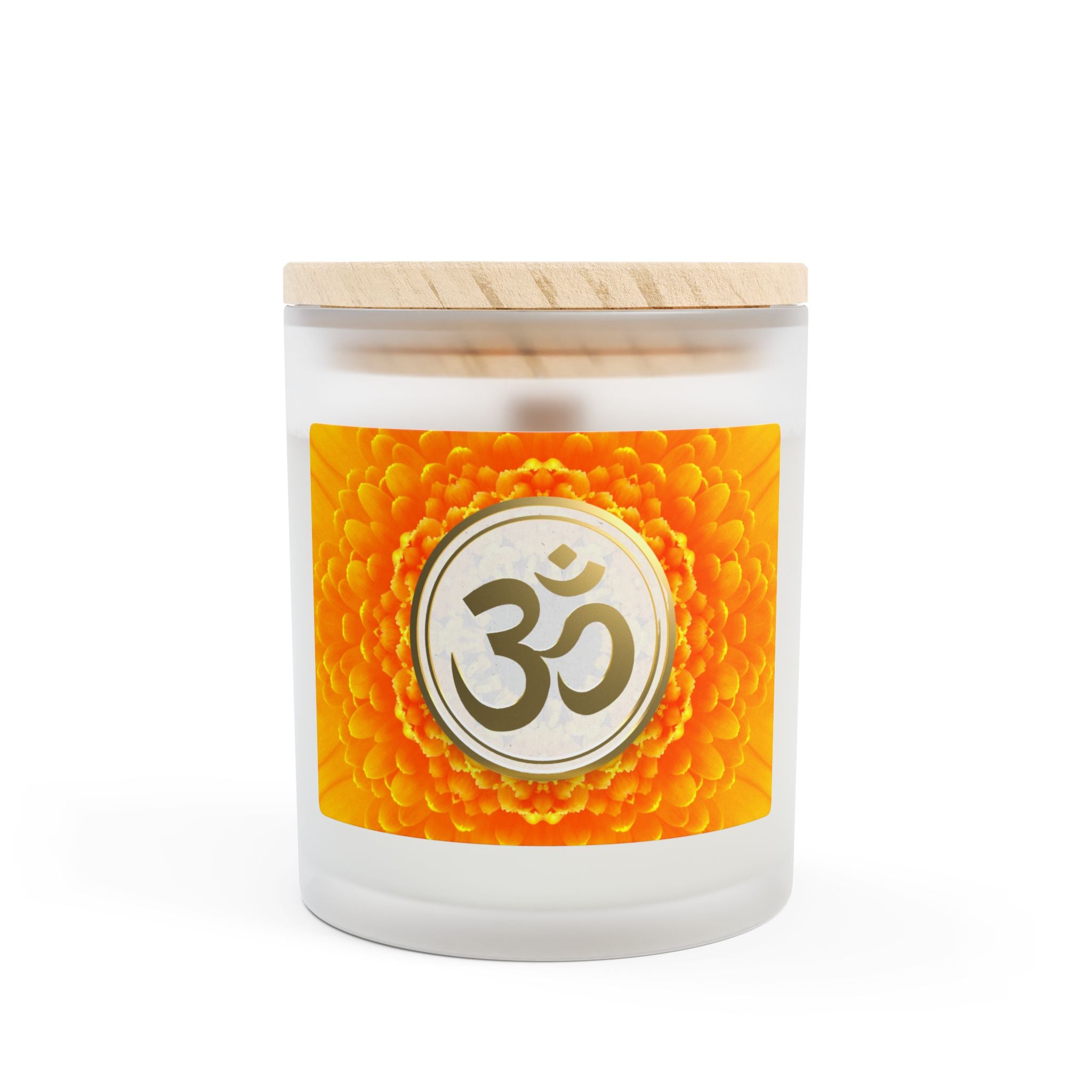 Om Symbol Frosted Glass Candle - 11oz Aromatherapy Candle for Mindfulness and Relaxation (BRTOR)