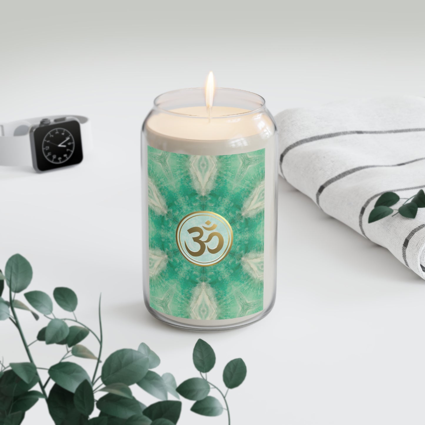 Tranquil Om Scented Candle - 13.75oz Aromatherapy Candle for Relaxation & Meditation (DBLGR)
