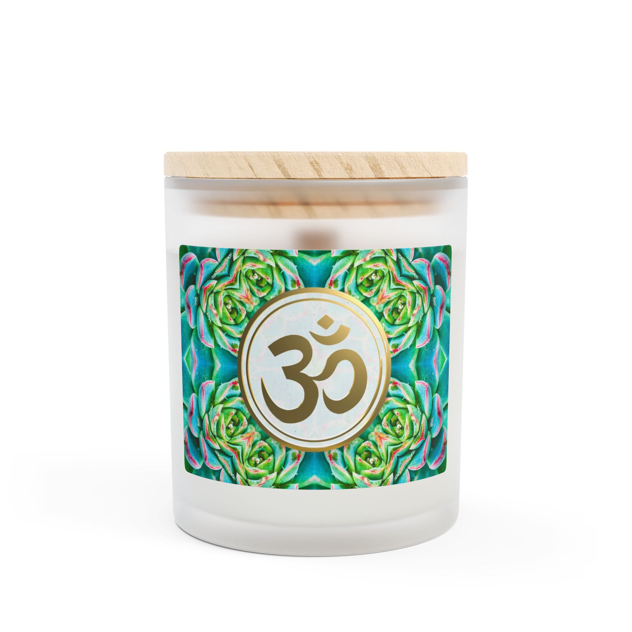 Om Symbol Frosted Glass Candle - 11oz Aromatherapy Candle for Mindfulness and Relaxation (LTBGR)