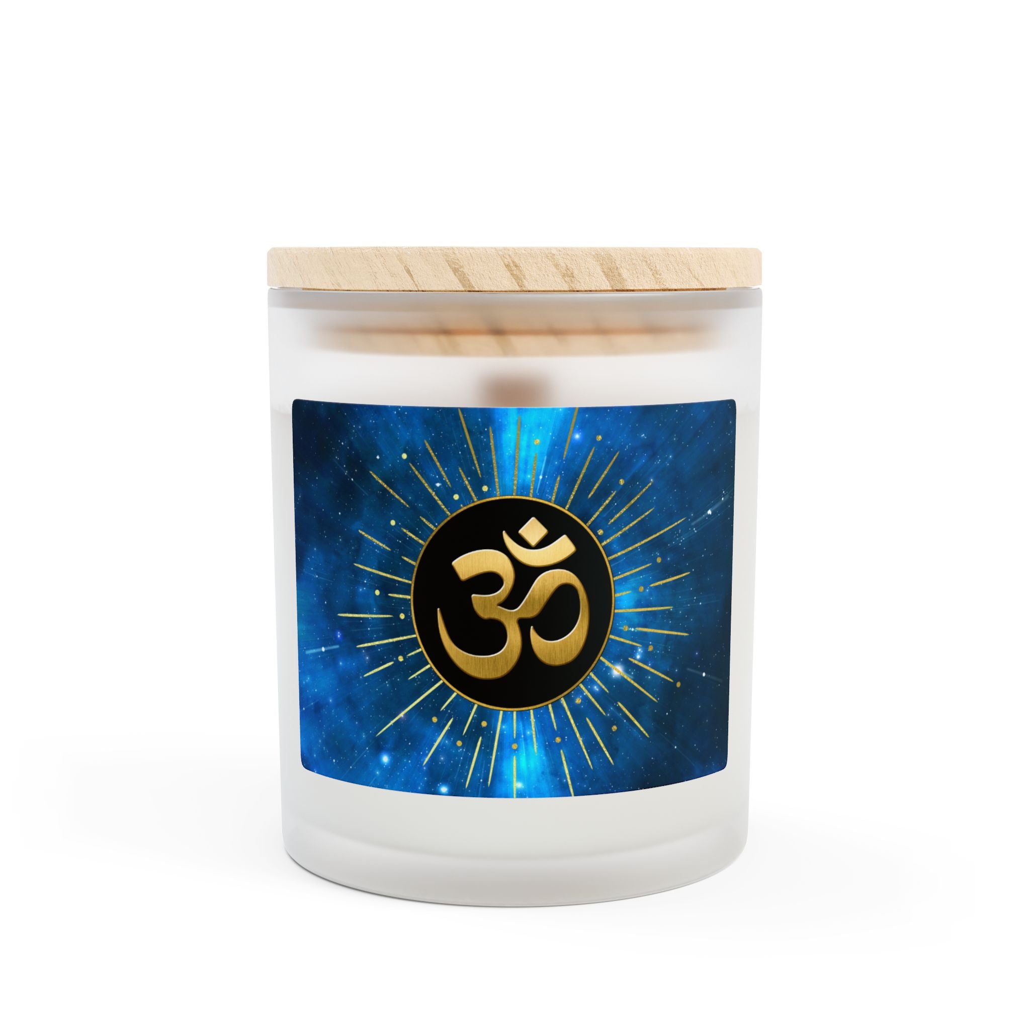 Om Symbol Frosted Glass Candle - 11oz Aromatherapy Candle for Mindfulness and Relaxation (BLBLK)