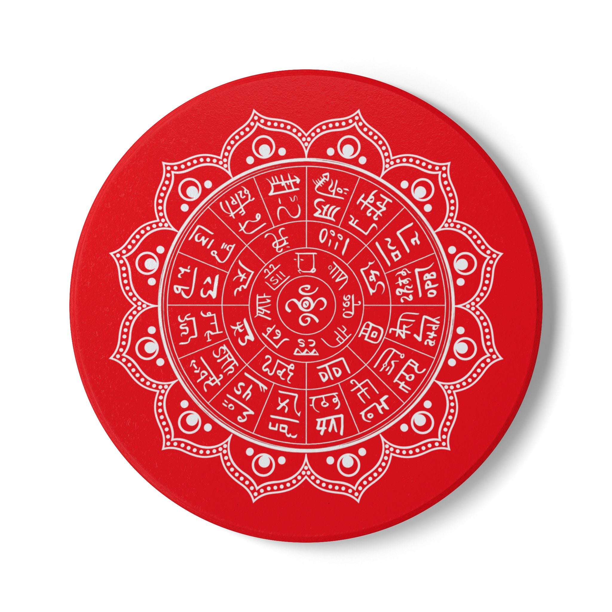 Red Mandala Ceramic Coaster – The Sacred  Futomani　Mandala Coaster