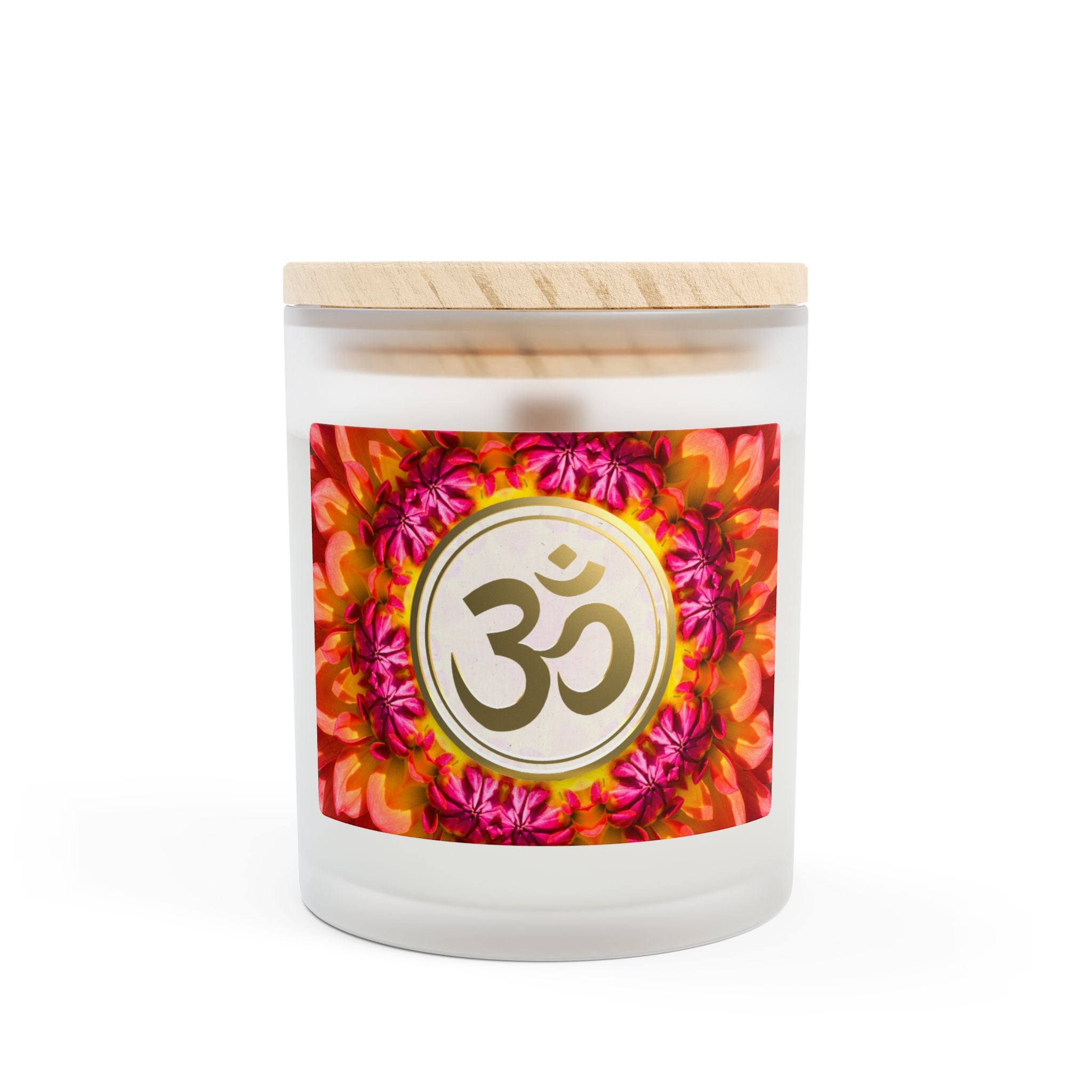 Om Symbol Frosted Glass Candle - 11oz Aromatherapy Candle for Mindfulness and Relaxation (PNKOR)